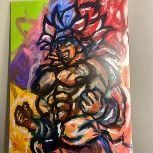 30x40 cartoon inspired DBZ abstract colorful original painting illustration